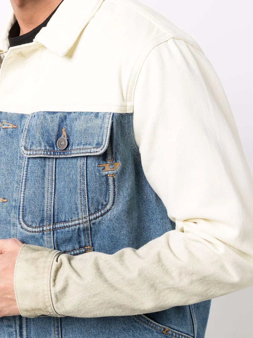 panelled denim jacket - 5