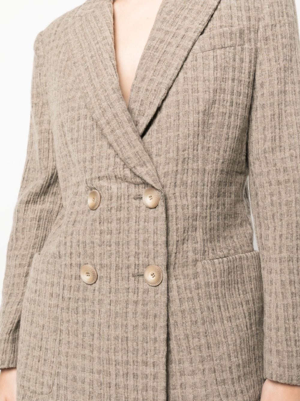 double-breasted textured blazer - 5