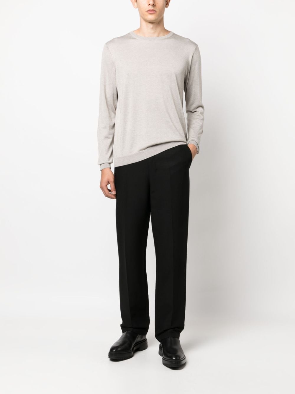 crew-neck silk-cotton jumper - 2