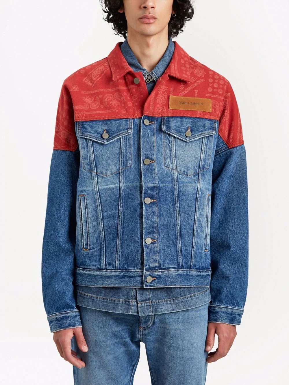 bandana patchwork denim jacket - 3