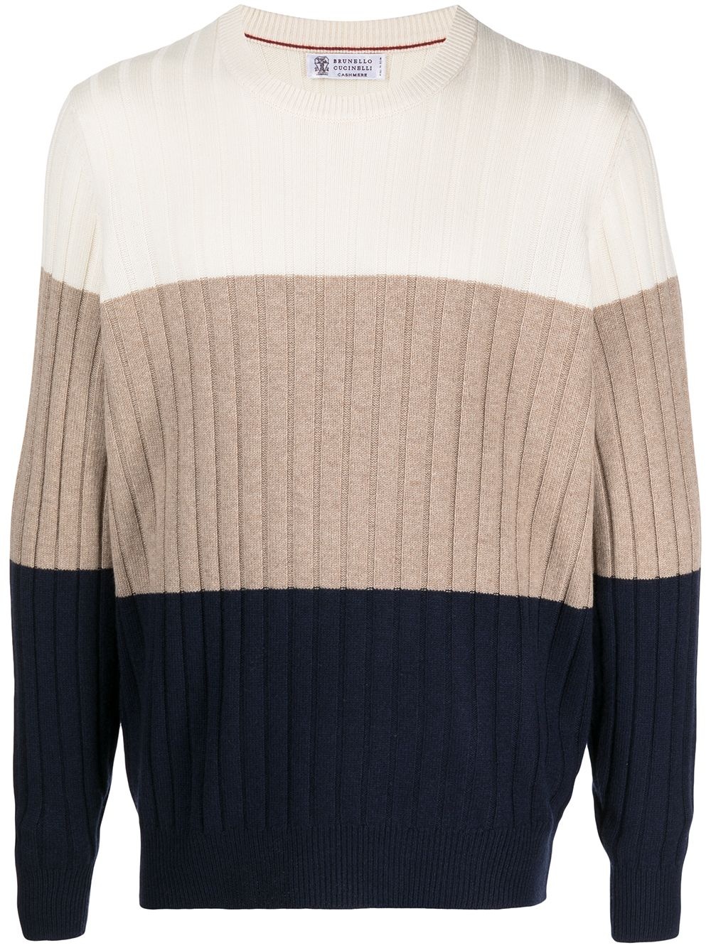 colourblock ribbed-knit cashmere jumper - 1