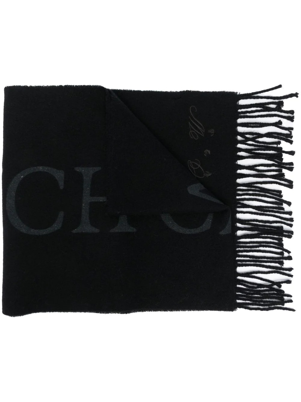 Quote-motif fringed scarf - 1