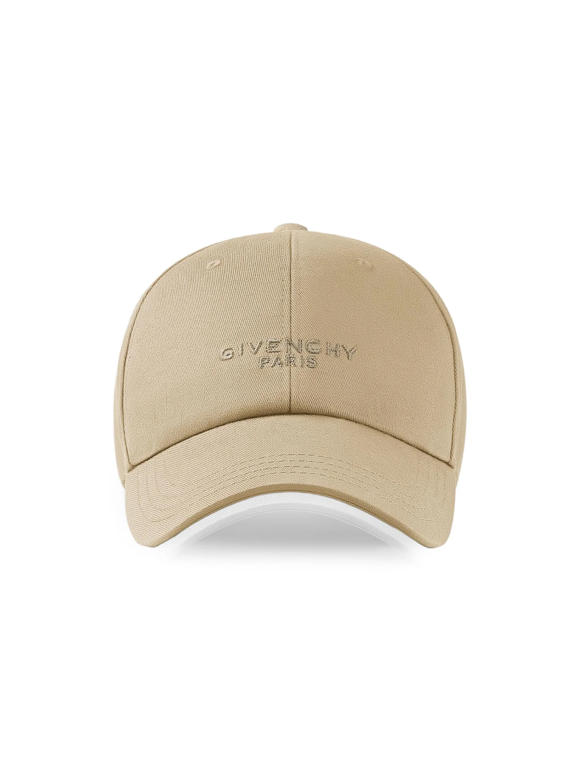 Men's Paris Embroidered Cap in Cotton - Beige - 1