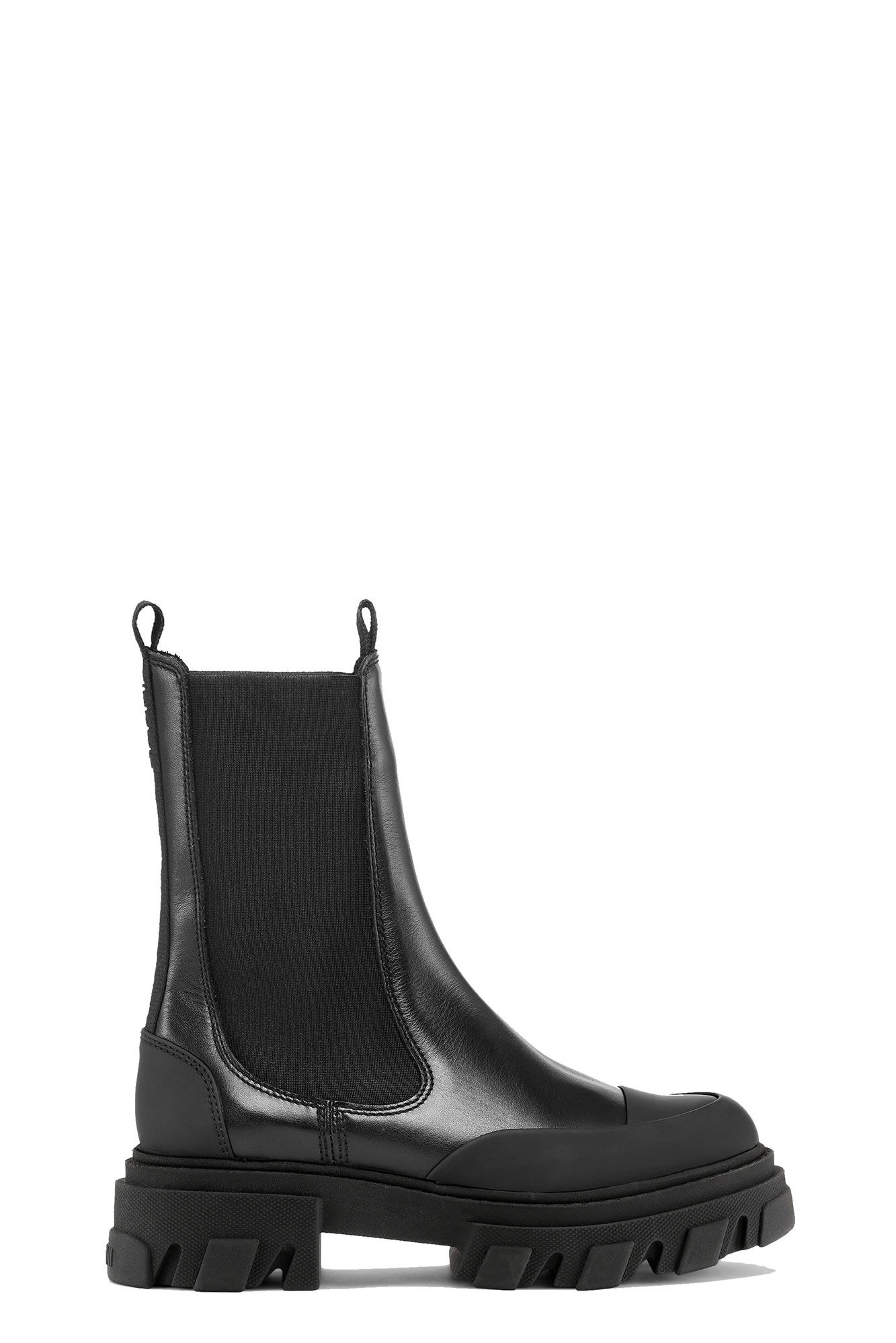 BLACK STITCH CLEATED MID CHELSEA BOOTS - 1