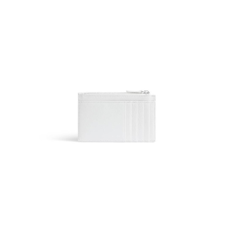 BALENCIAGA Men's Cash Large Long Coin And Card Holder Diy Metal  in White/black outlook