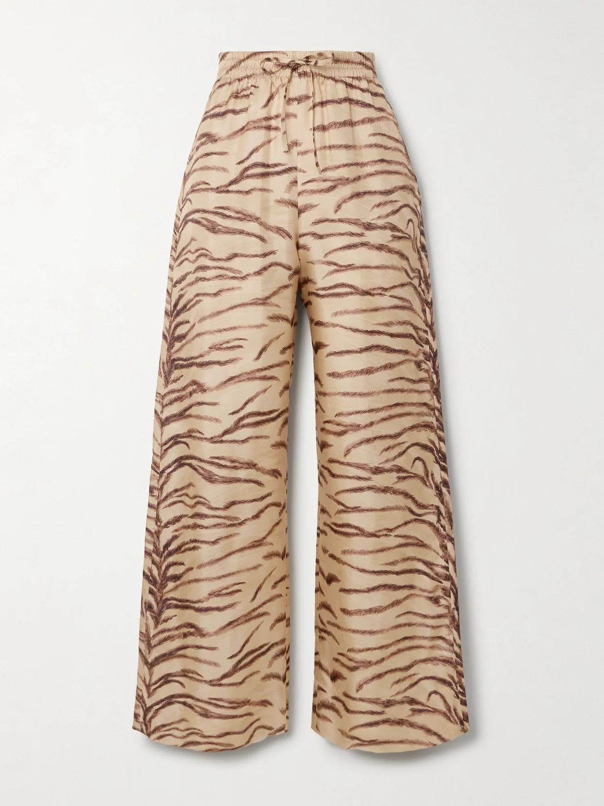 Tiger-print Silk-twill Wide-leg Pants - 1