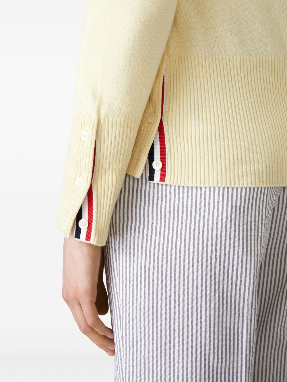 four-bar V-neck cardigan - 5
