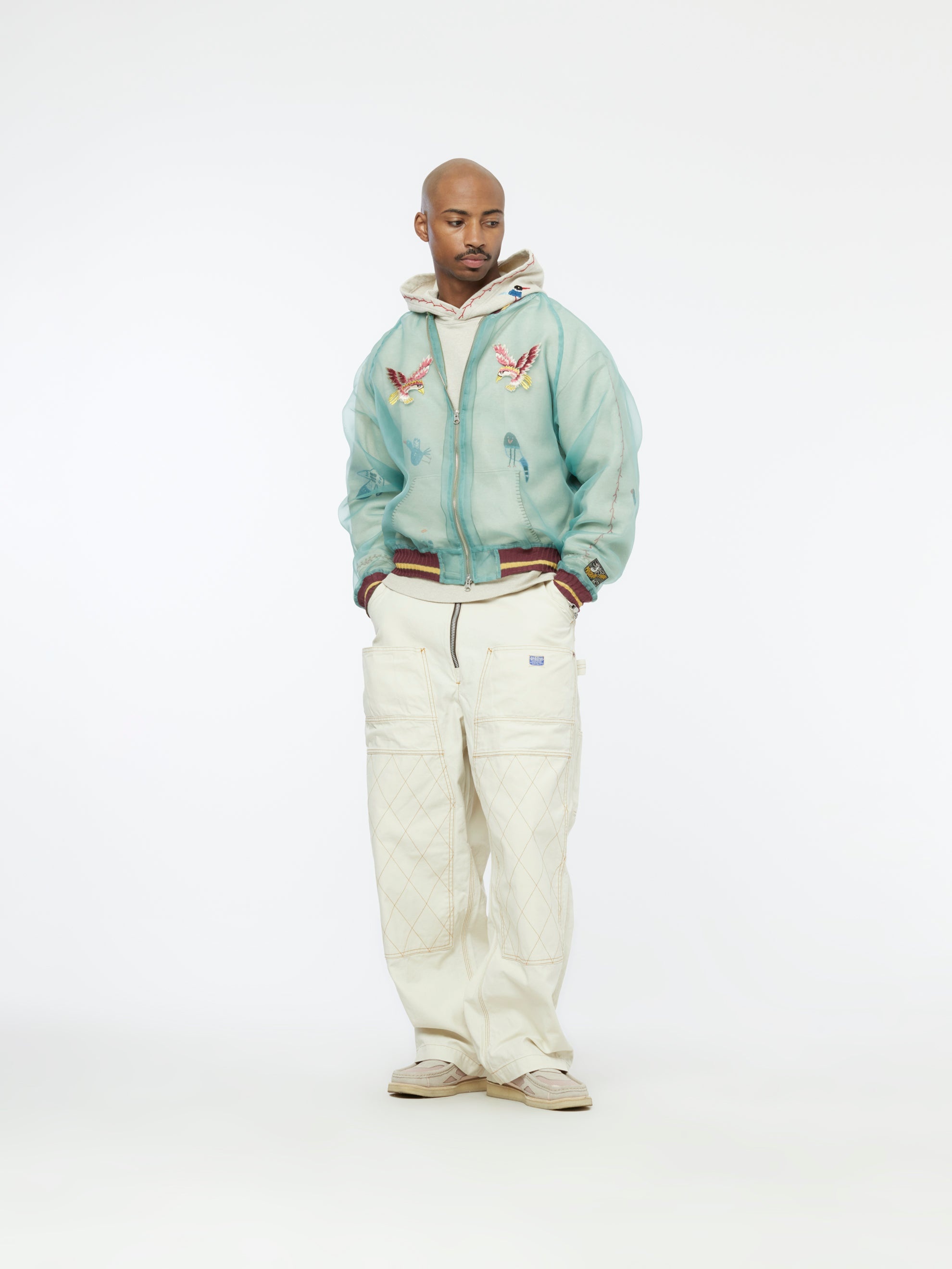 Kapital SHEER PEARL SOUVENIR JACKET (MOSS GREEN