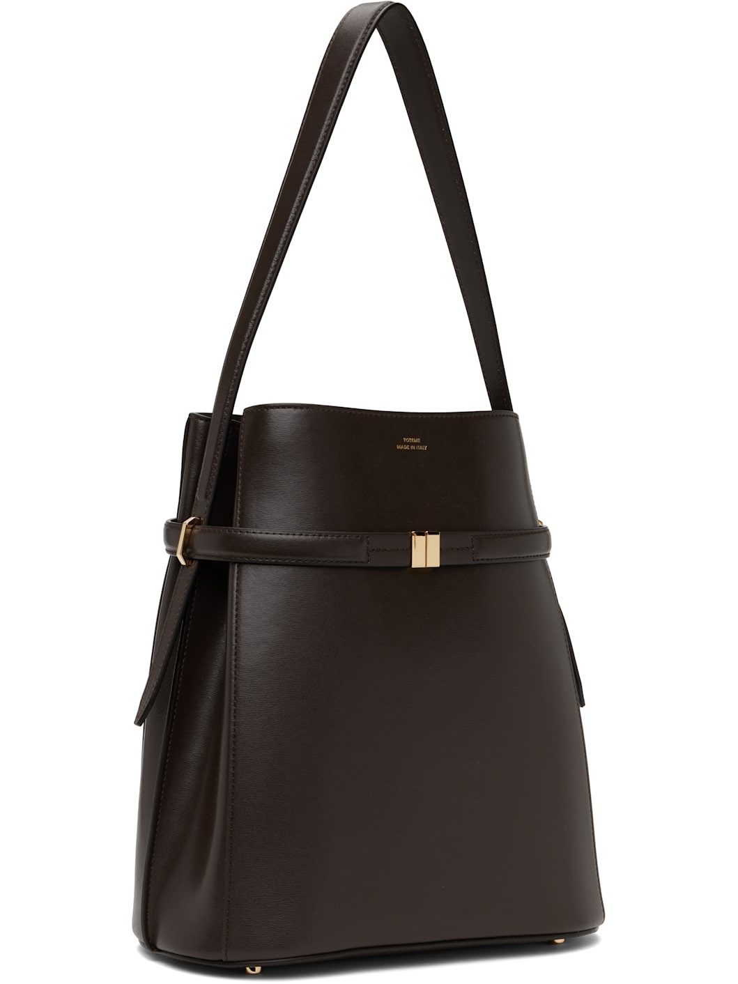 Brown Belted Leather Bucket Bag - 2