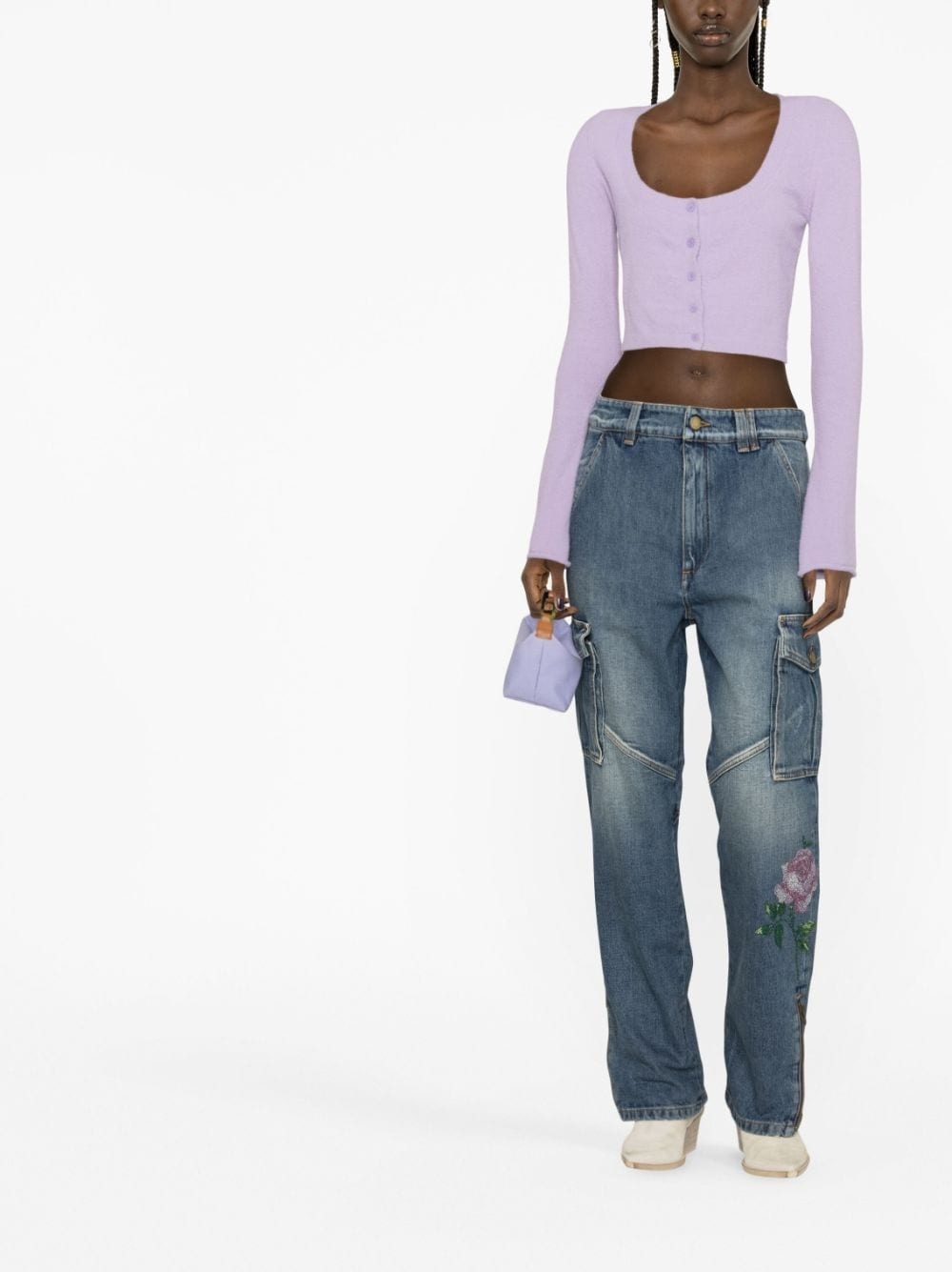 rhinestone-embellished jeans - 2