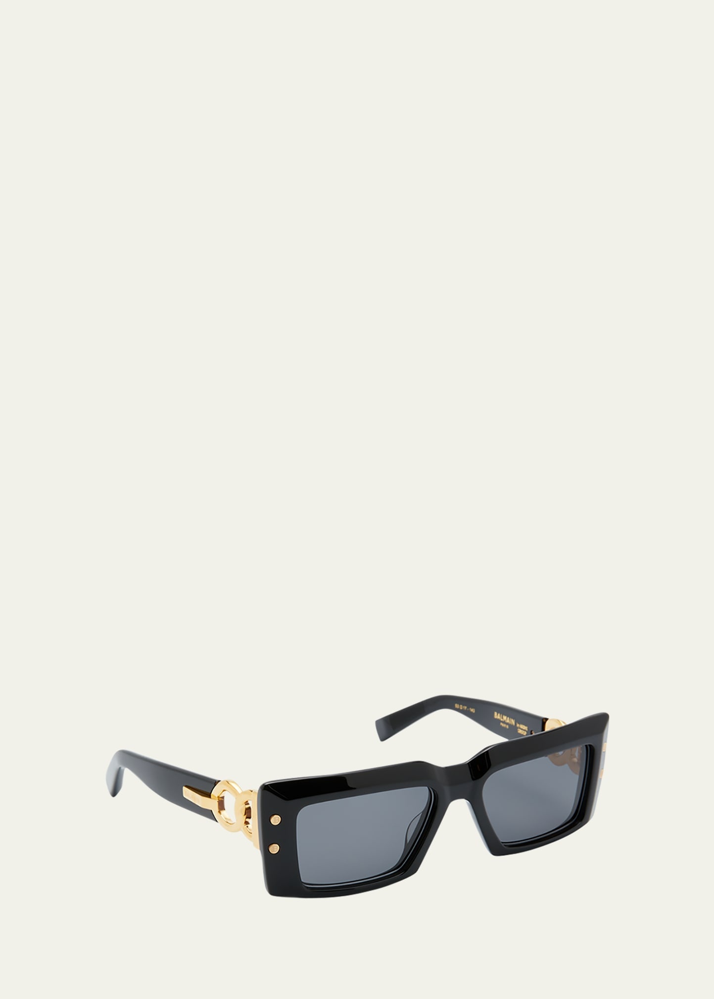 Imperial Black Acetate & Titanium Rectangle Sunglasses - 2