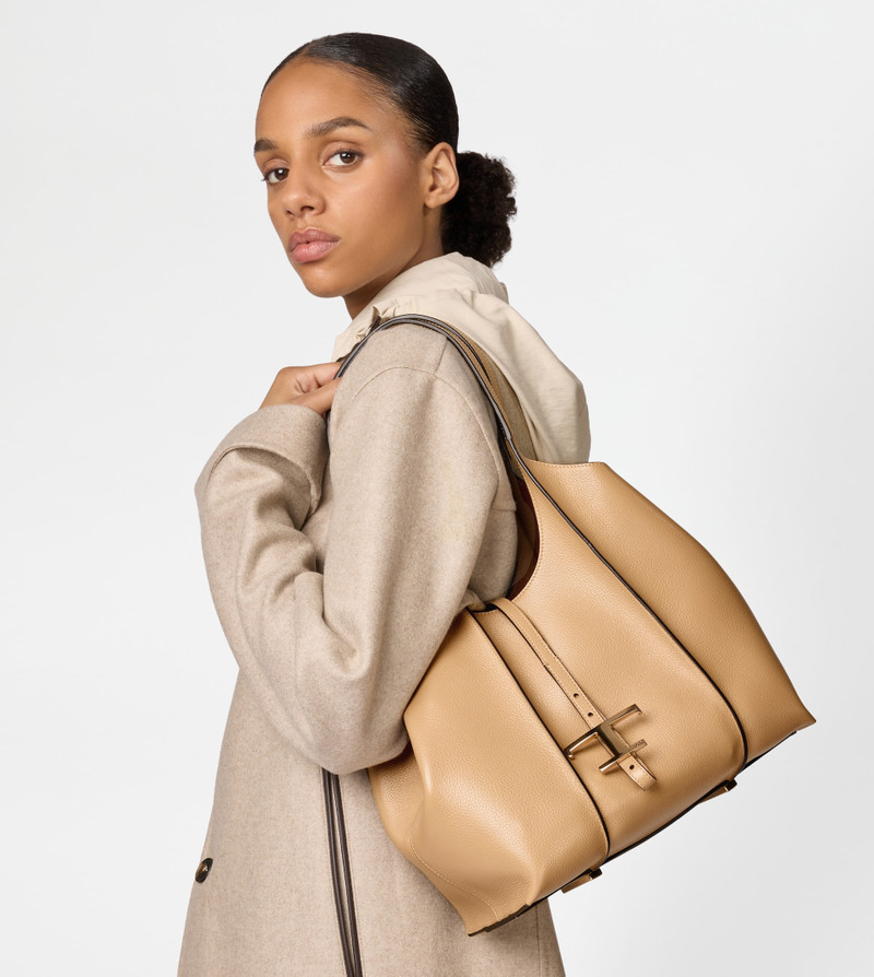 Tod's T TIMELESS SHOPPING BAG IN LEATHER SMALL - BEIGE outlook