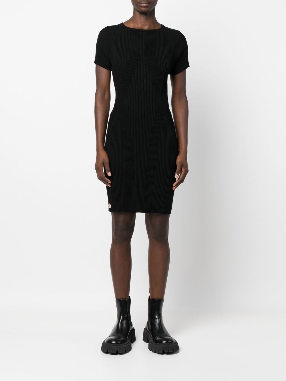 logo-plaque ribbed T-shirt dress - 3