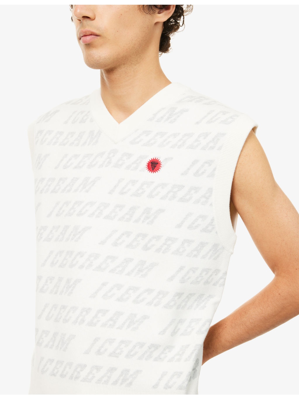 Repeat Logo V-Neck Cotton And Wool Vest - 5