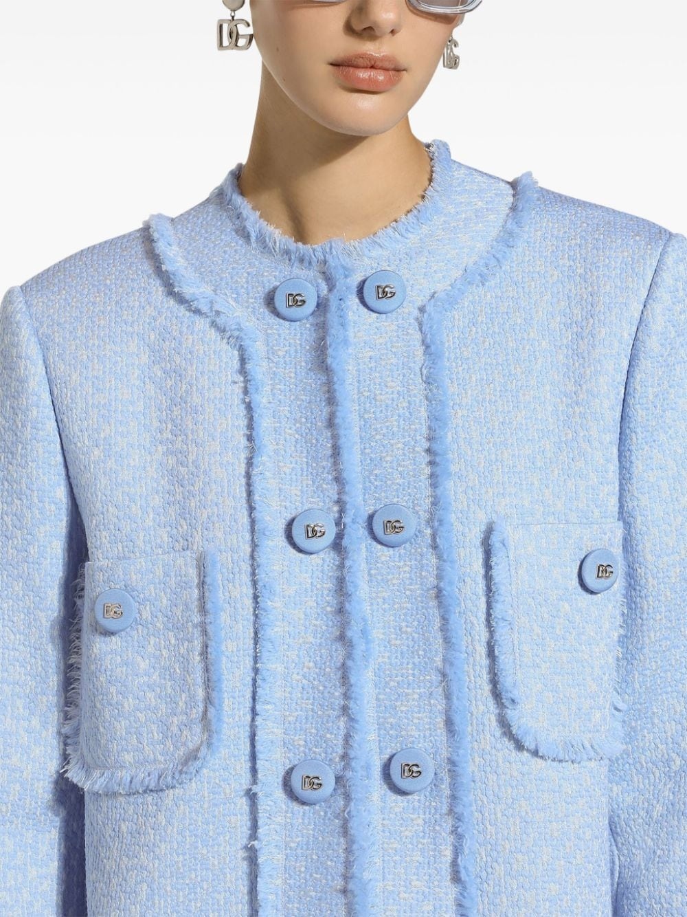single-breasted bouclÃ© coat - 6
