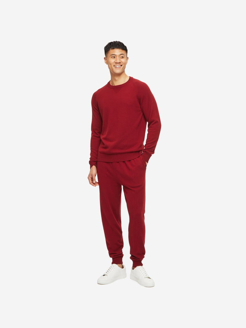 Derek Rose Men's Track Pants Finley Cashmere Ruby outlook