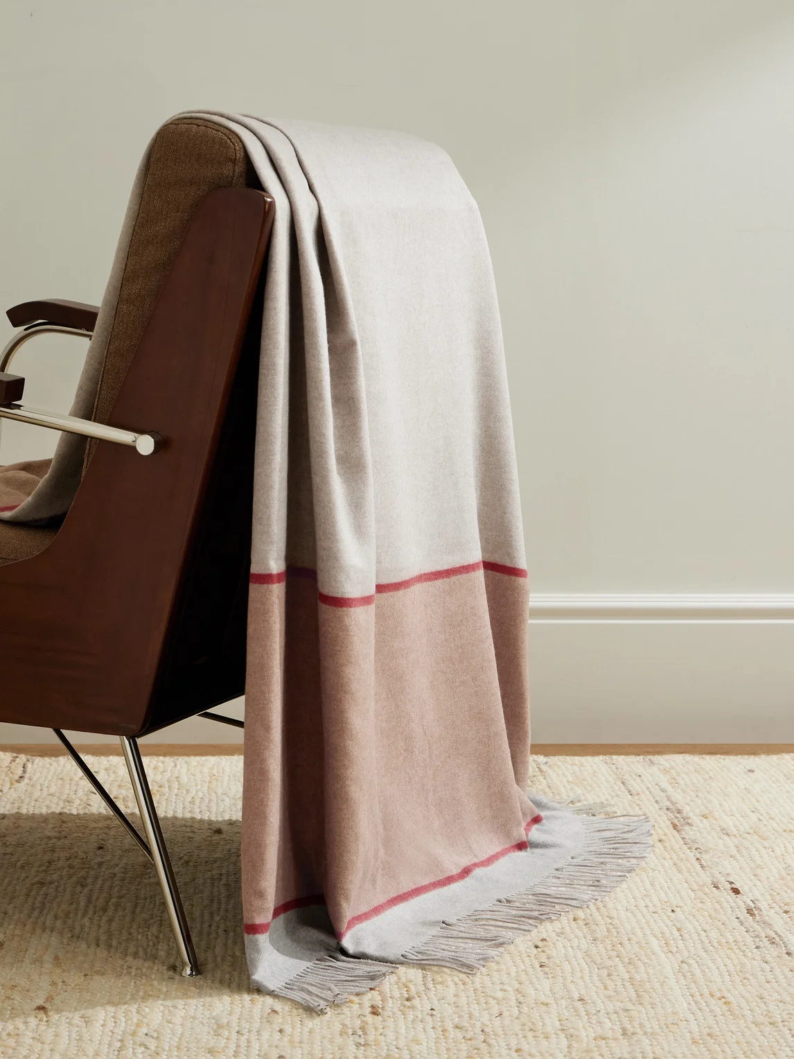 Fringed Colour-Block Silk Blanket - 1