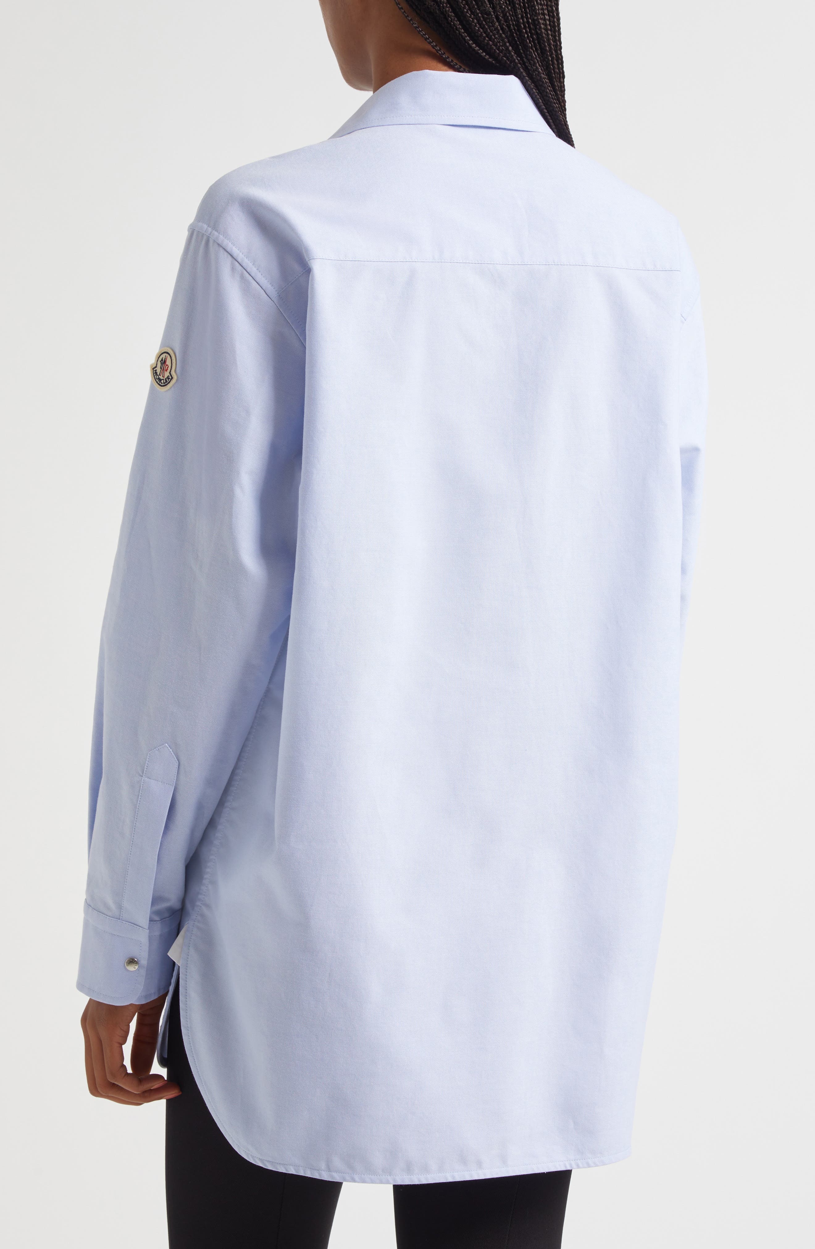 Moncler Cotton Oxford Snap-Up Shirt in Cool Blue at Nordstrom - 2