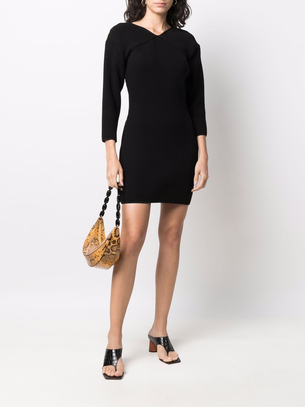ribbed-knit V-neck dress - 2