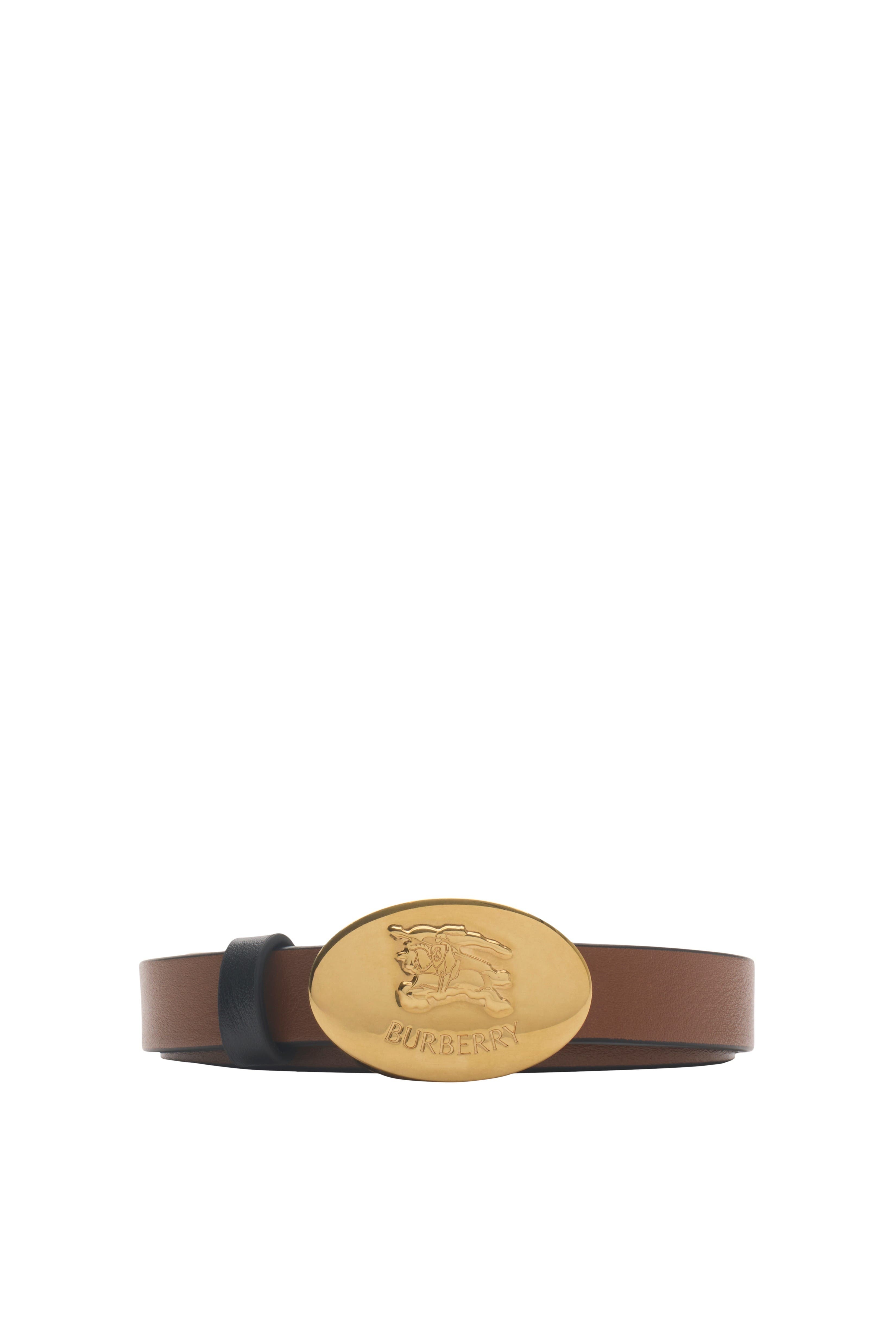 burberry Thin Reversible Leather Oval Knight Stamp Belt in Black/hazel at Nordstrom - 5