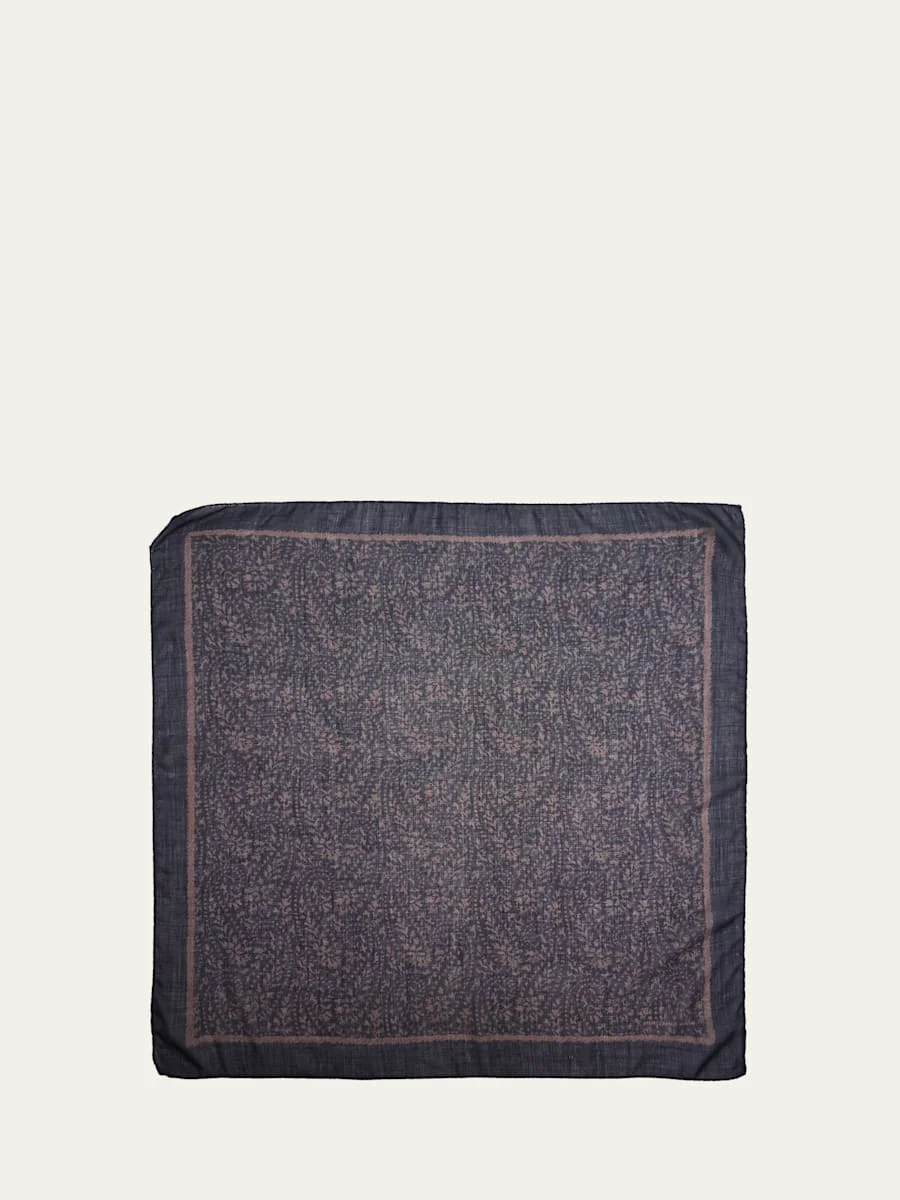 Men's Cashmere-Silk Paisley Handkerchief - 1