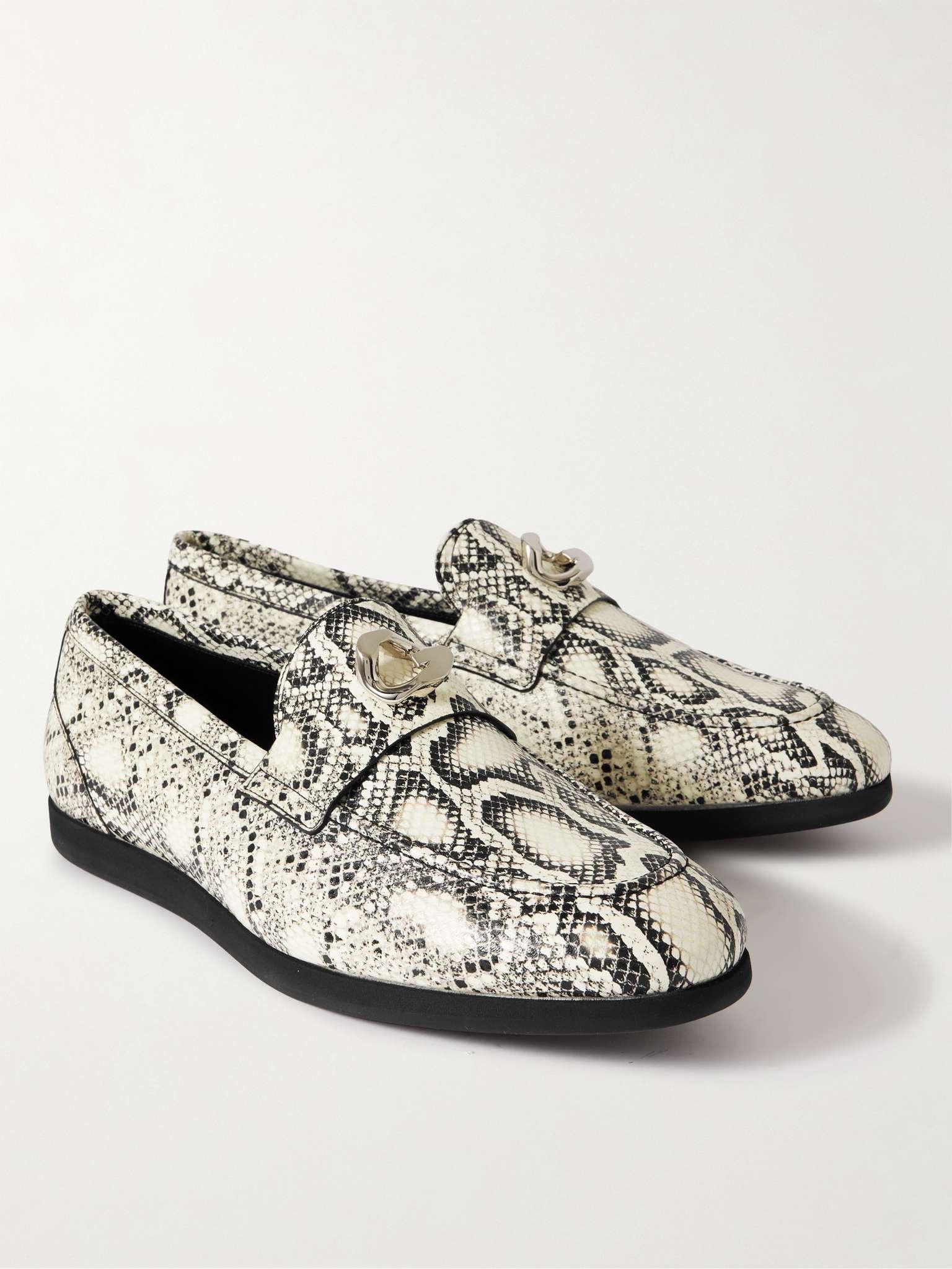 Logo-Embellished Snake-Effect Leather Loafers - 4