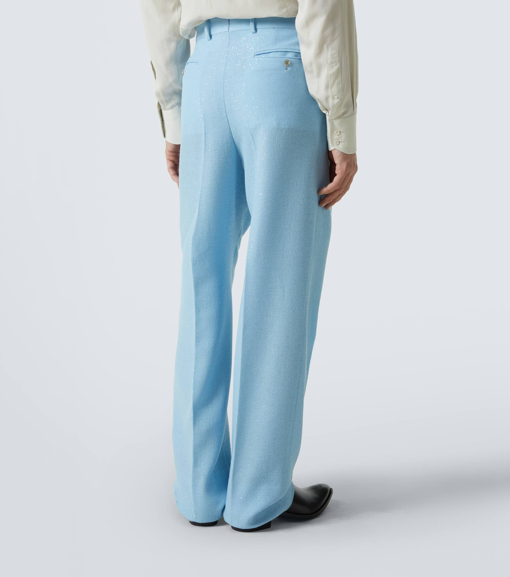 Sequined wool-blend straight pants - 4