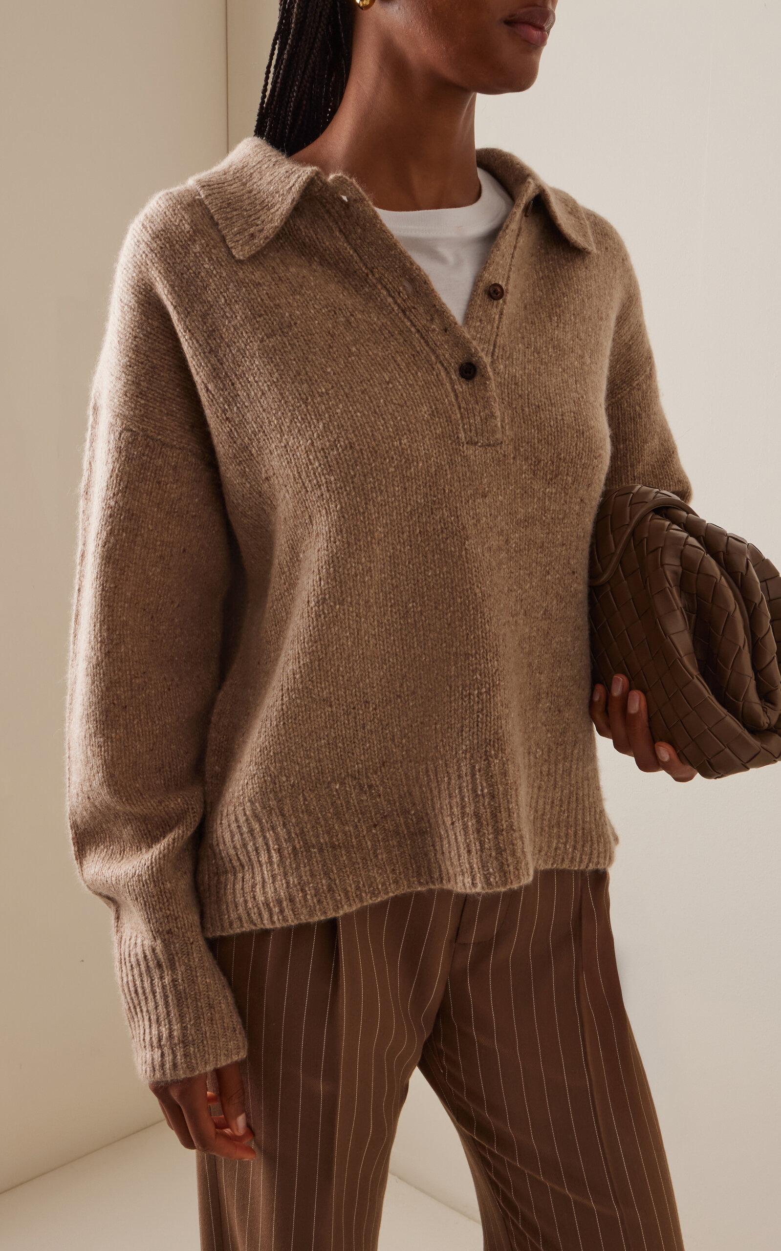 Burke Donegal Cashmere Polo Sweater brown - 3