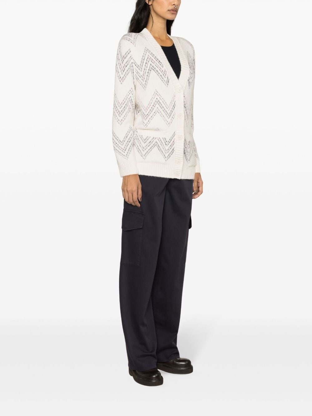 zigzag-jacquard cardigan - 4