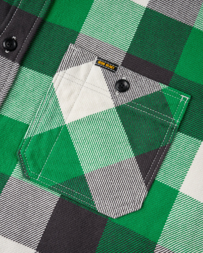 ULTRA HEAVY FLANNEL VINTAGE CHECK WORK OVERSHIRT - GREEN 8
