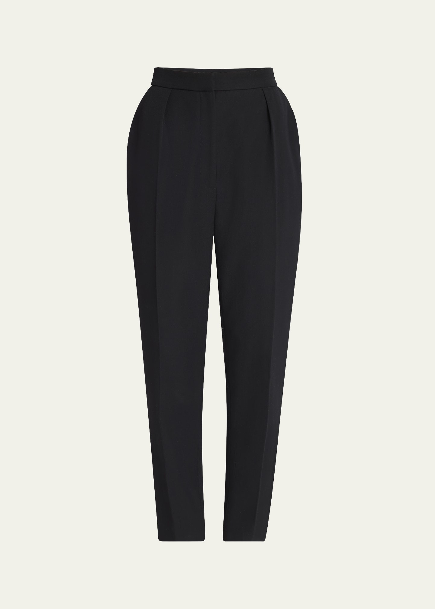 High Waist Pleated Tailored Wool Trousers - 1