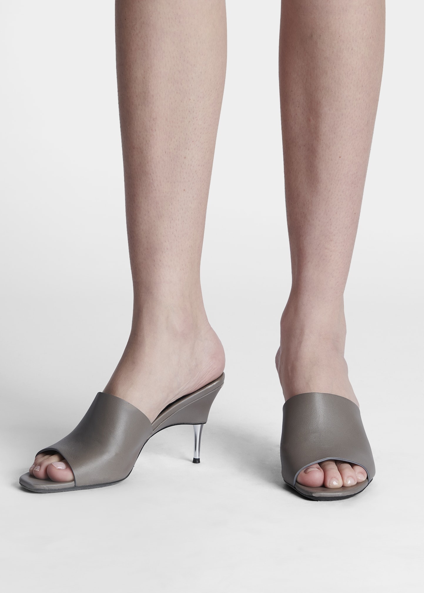 Lambskin Leather Heel Mules - 2