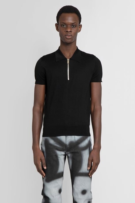 Givenchy men's black silk oversized 4g zip polo - 1