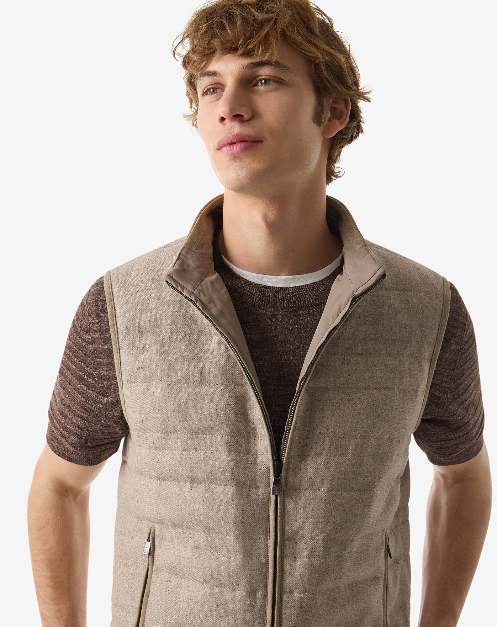 Beige reversible down gilet - 6