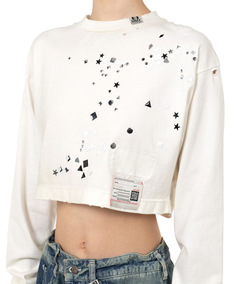 Embellished Cropped Long Sleeve T-shirt 8