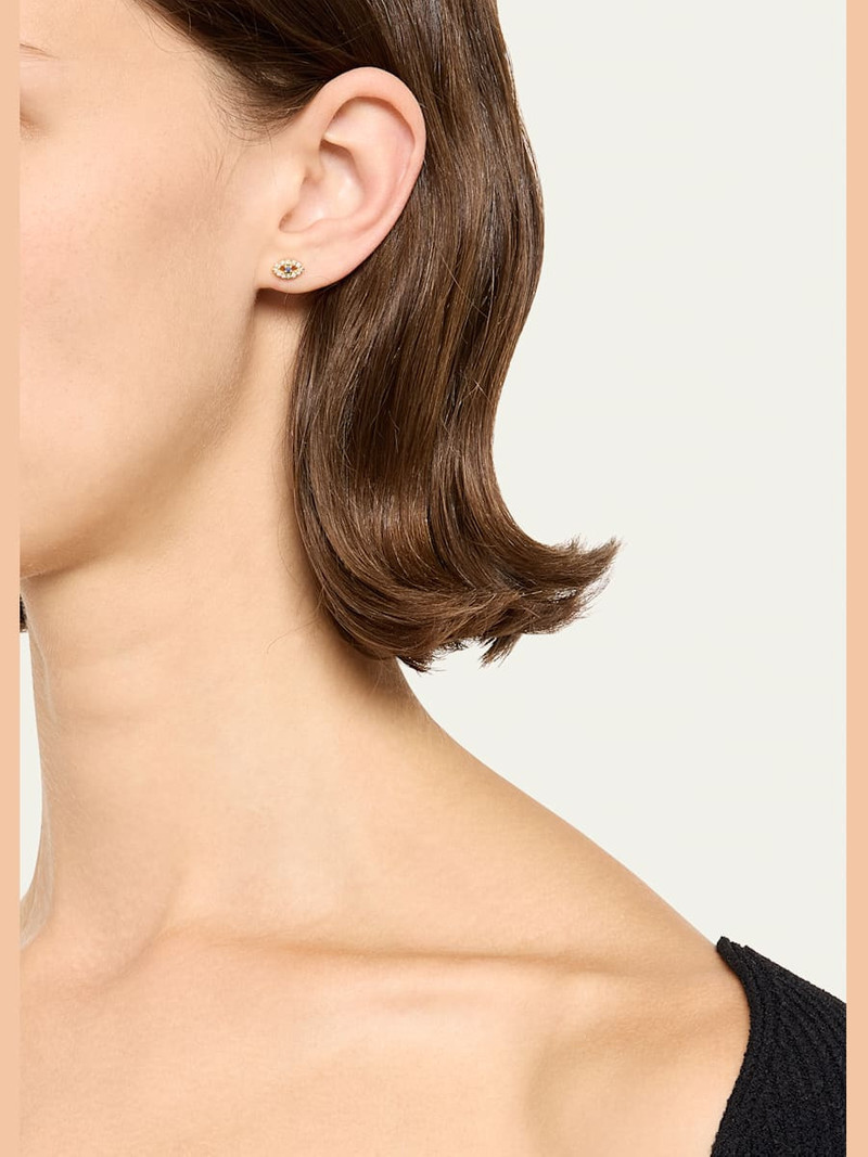 ILEANA MAKRI Blue Sapphire and Diamond Kitten Eye Stud Earrings outlook