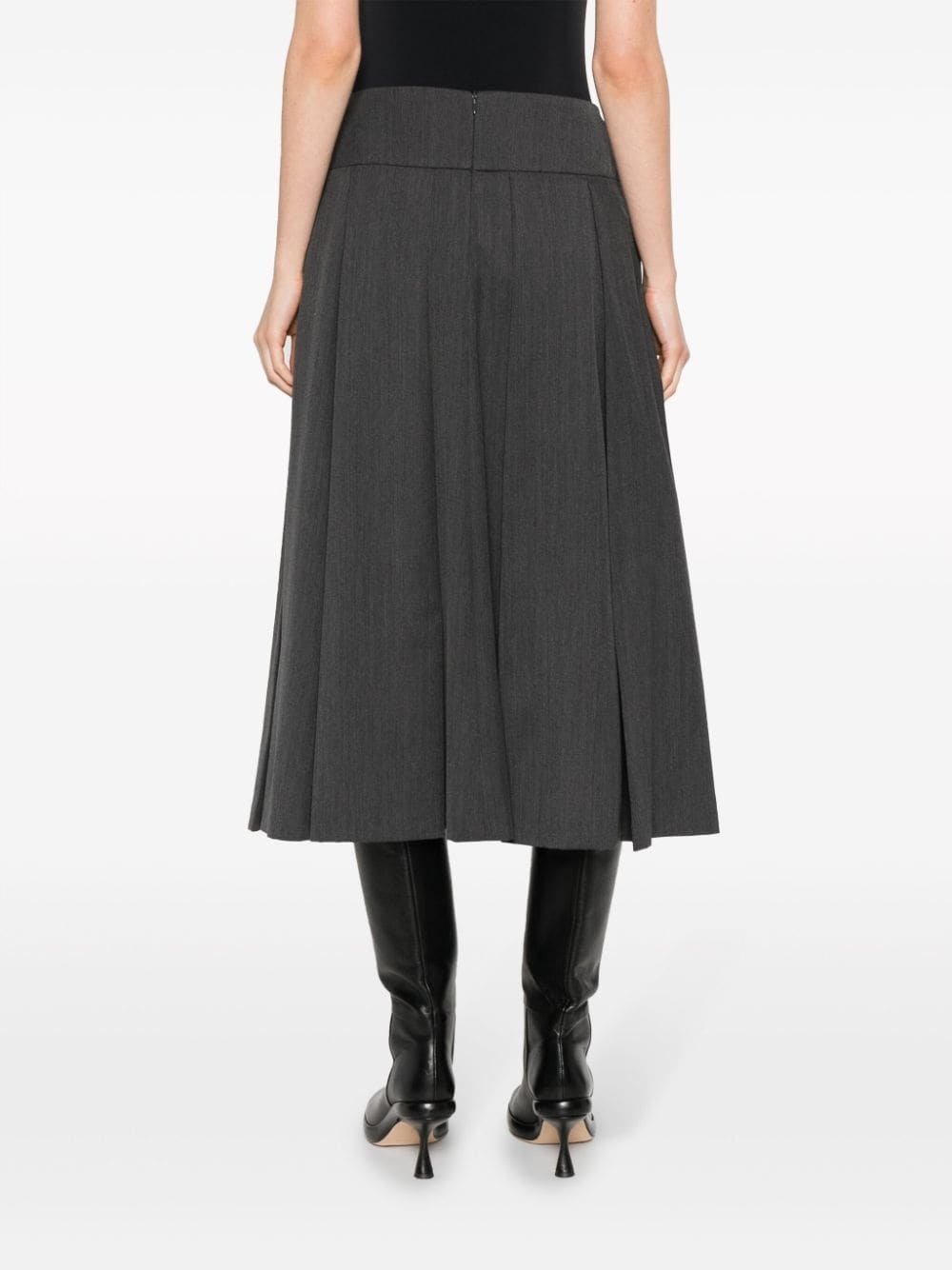 pleated A-line midi skirt - 4