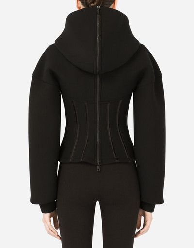 Dolce & Gabbana Technical jersey hoodie with satin bustier details outlook