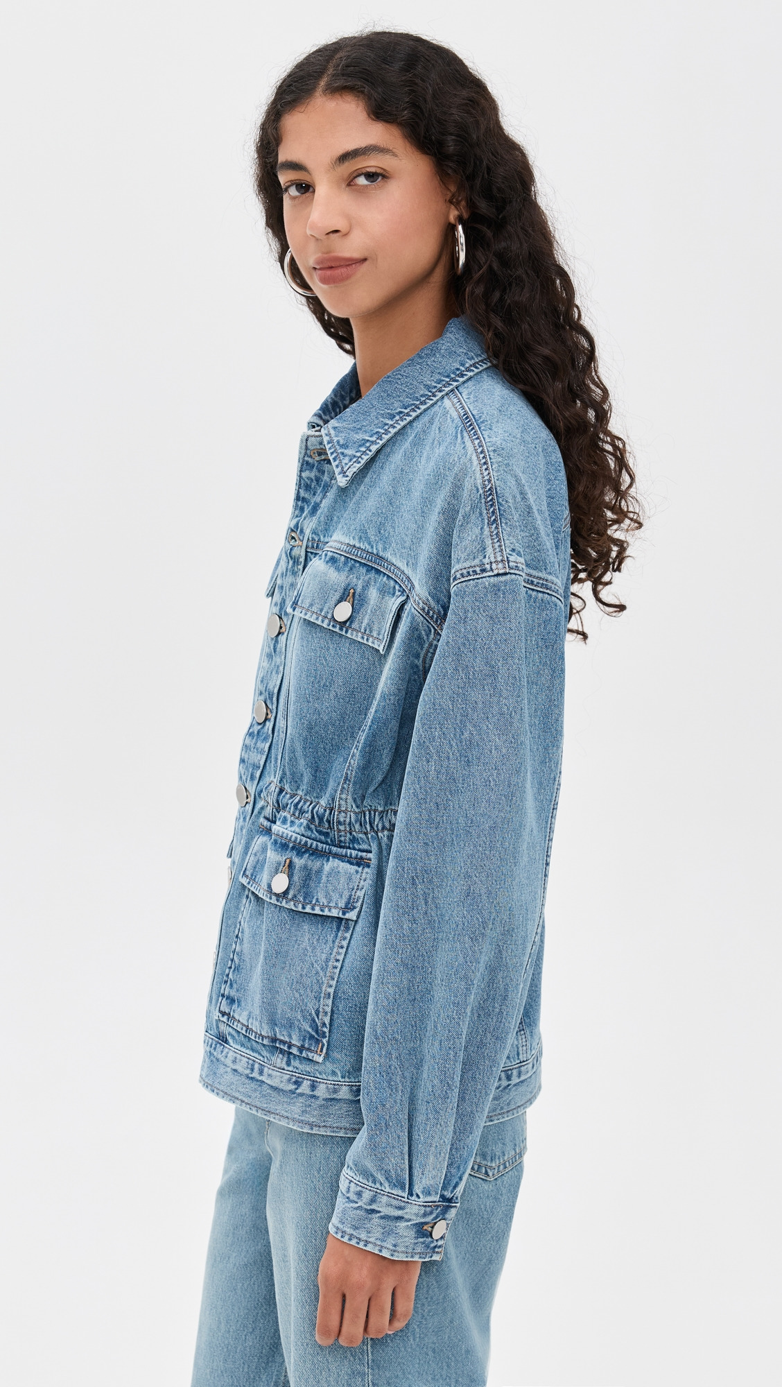 Amy Cinched Denim Trucker Jacket - 3