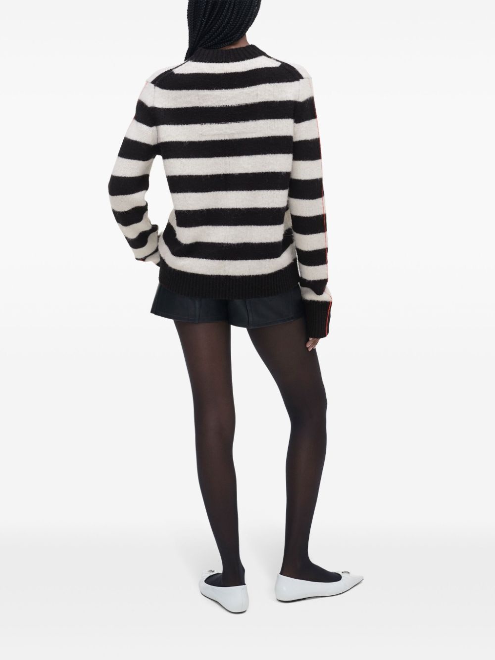 logo-embroidered striped jumper - 5