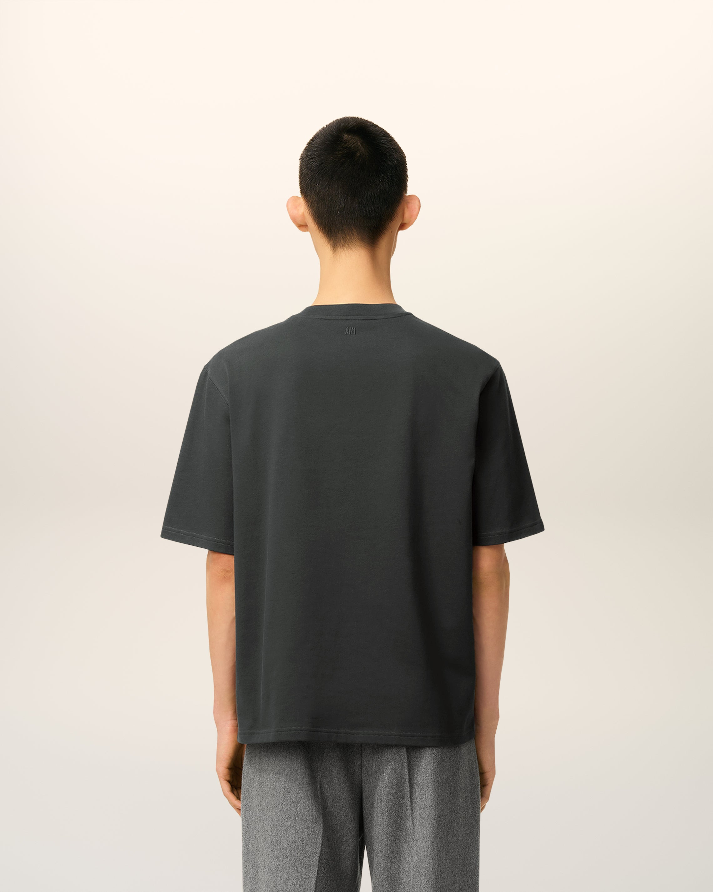 BLACK COTTON AMI DE COEUR COSY FIT T-SHIRT - 5