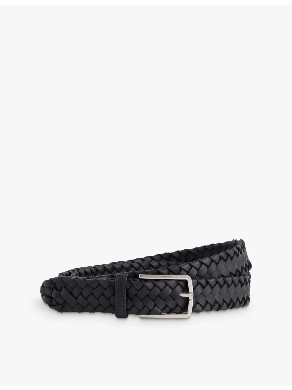 Braided brand-debossed leather belt - 1