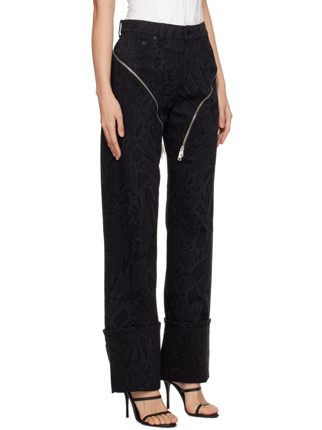 Black Laser Snake Jeans - 2