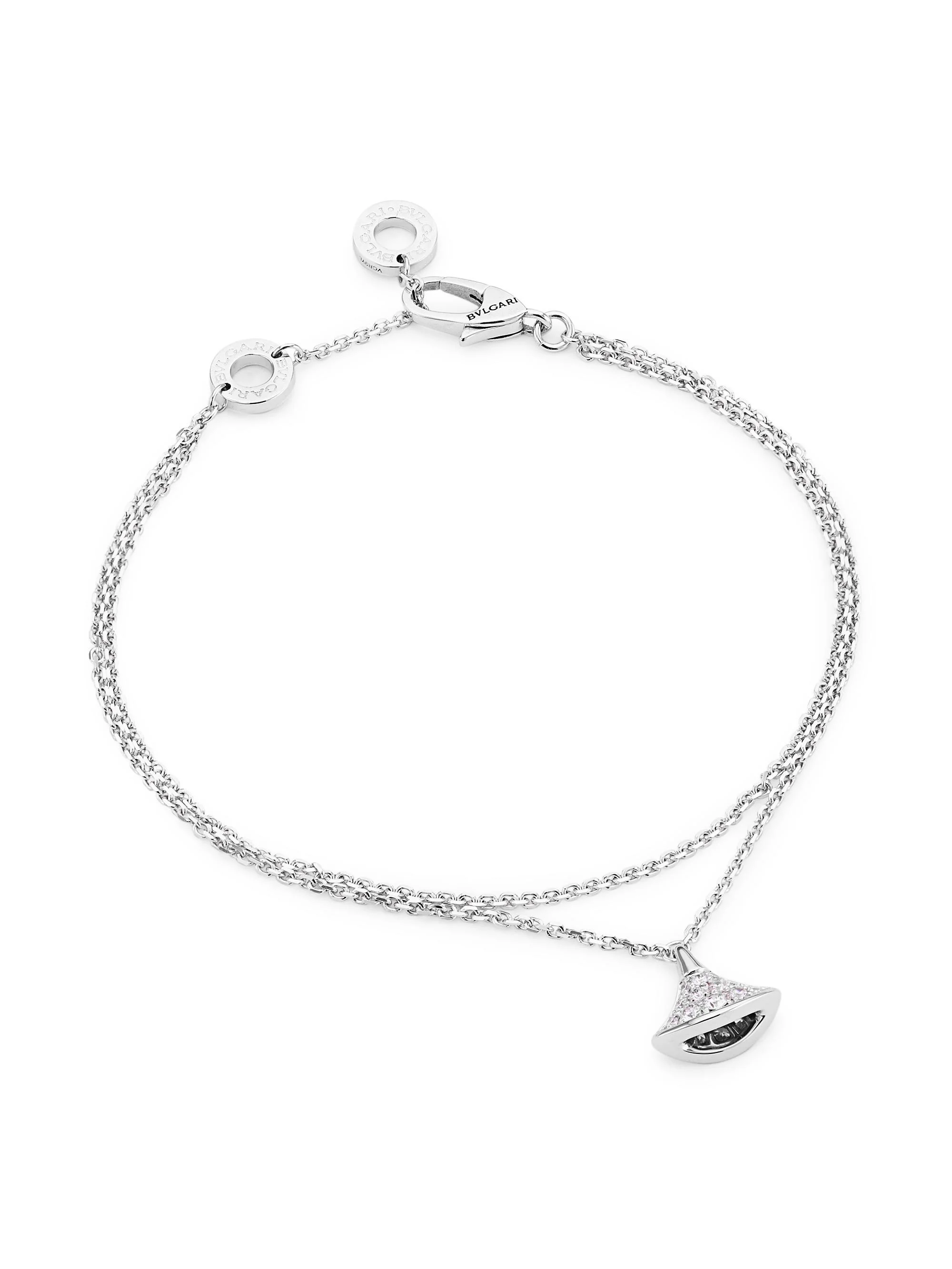 Women's Divas' Dream 18K White Gold & Diamond Pavé Pendant Double-Strand Bracelet - White Gold - 1
