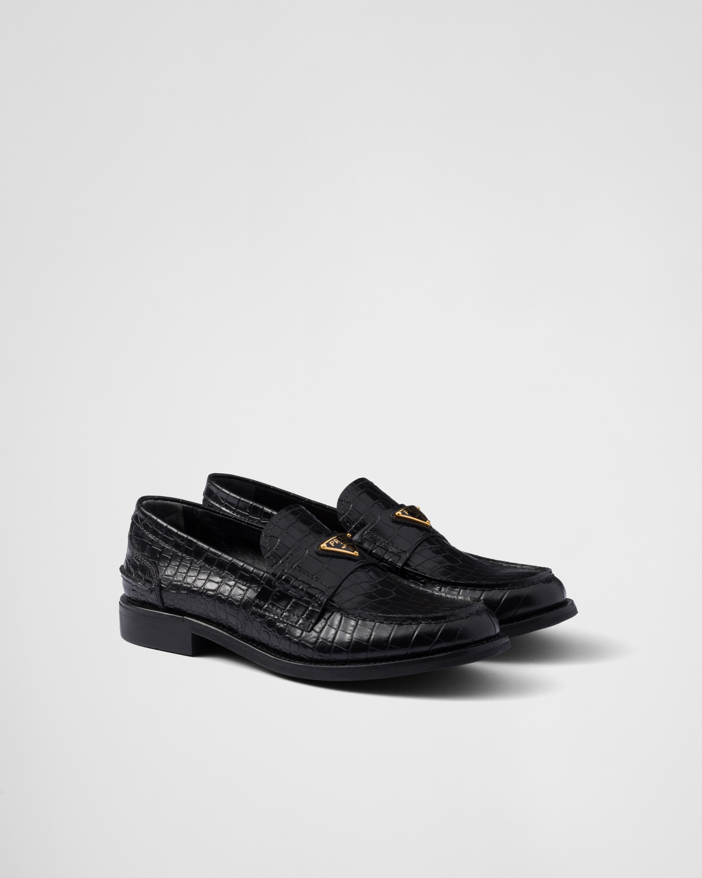 Croco-print leather loafers - 1