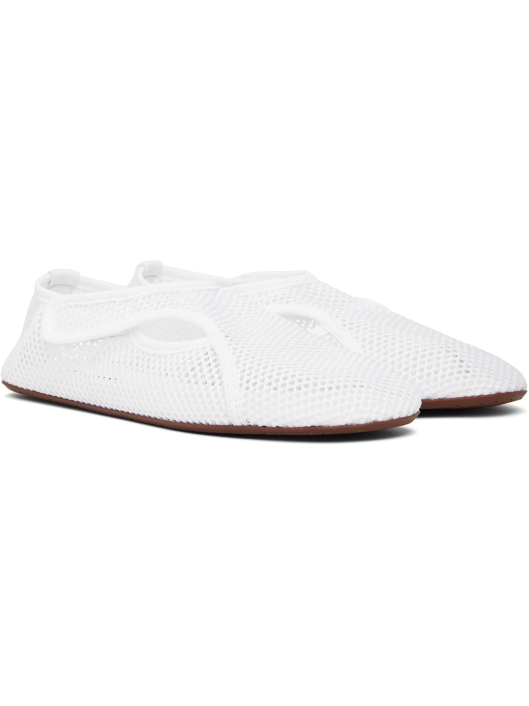 White Fishnet Ballerina Flats - 4