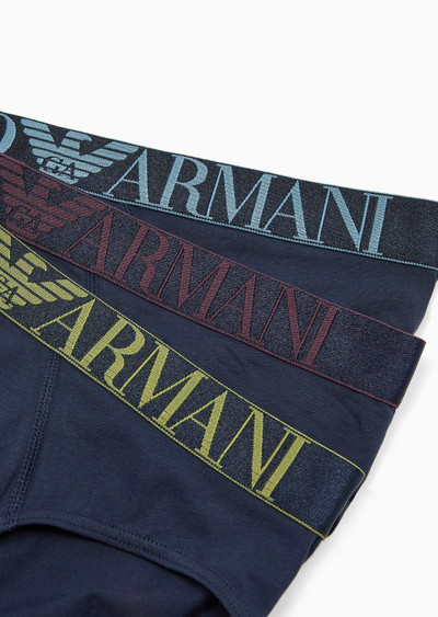 EMPORIO ARMANI Three-pack of ASV shiny logoband organic-cotton briefs outlook