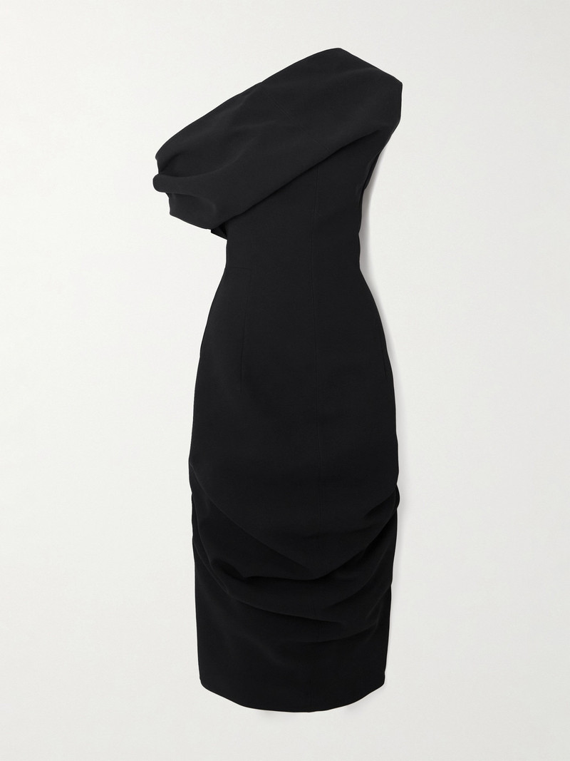 La Robe Pesce One-shoulder Draped Crepe Midi Dress 1