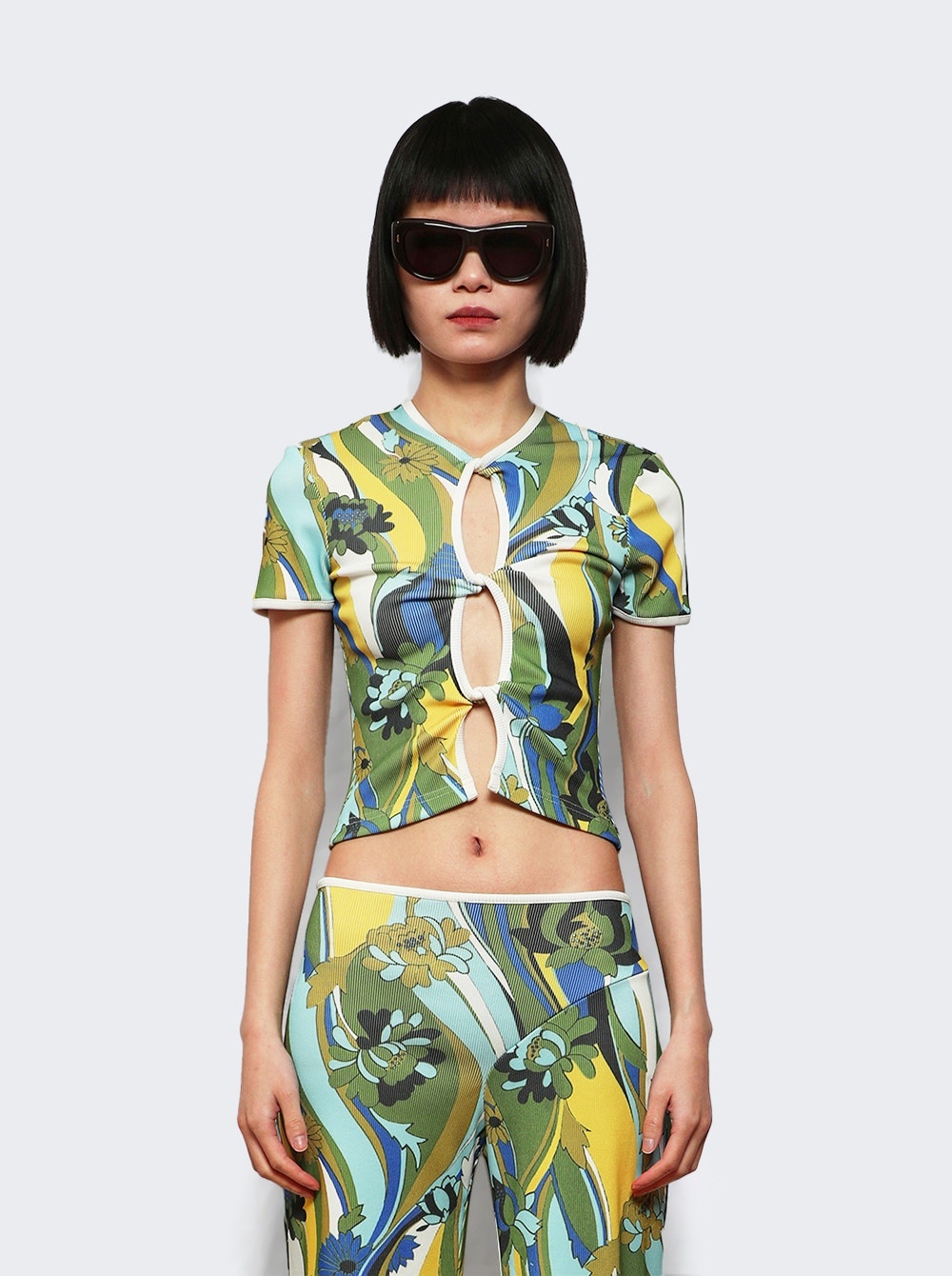 Open Twist Tee Acidic Floral Print - 2