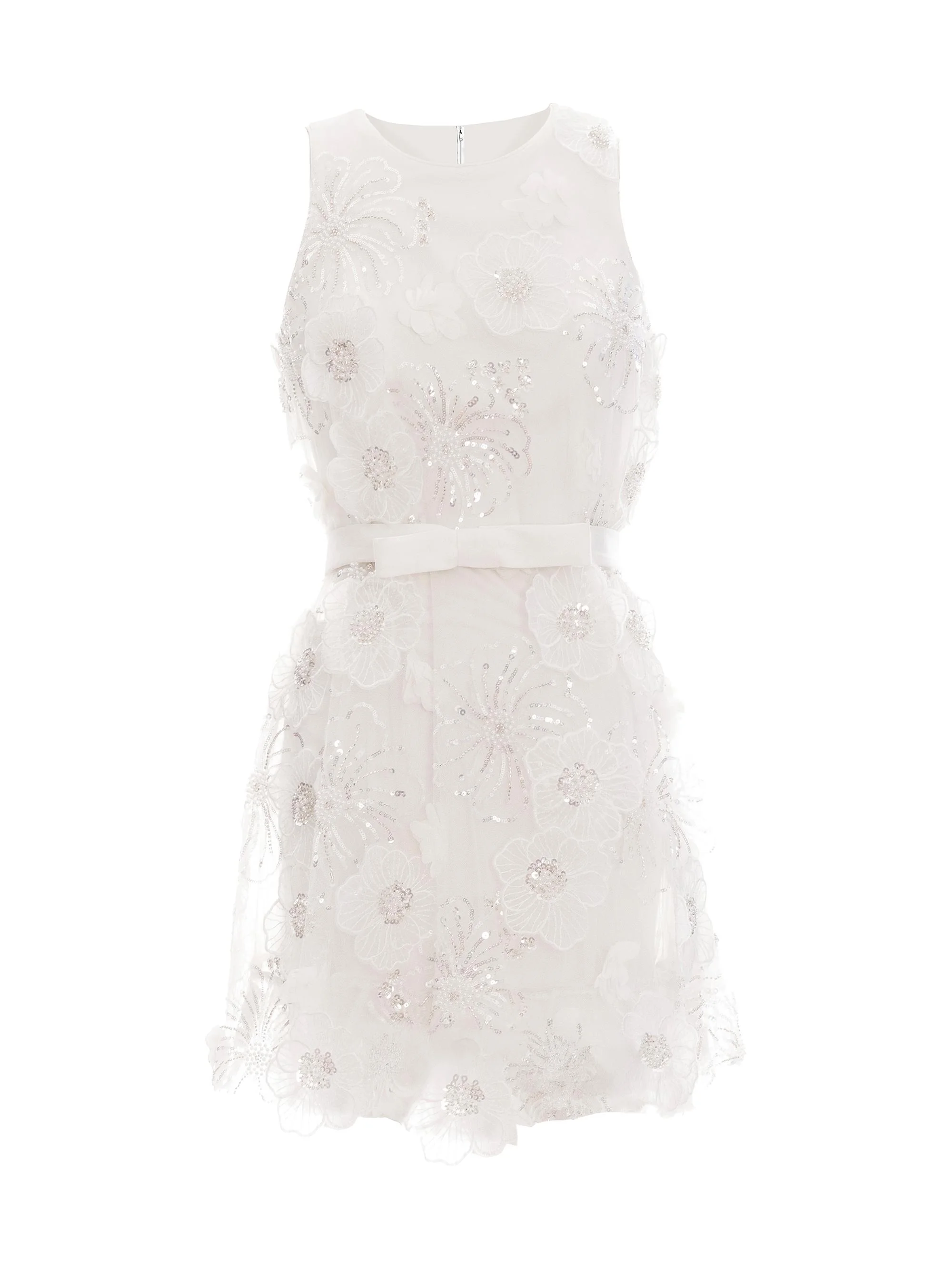 Women's Adeline Sequined Floral-Appliqué Minidress - White - 1